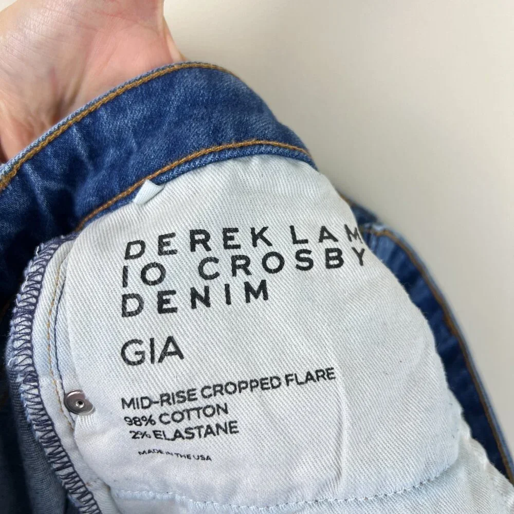 Derek Lam 10 Crosby Medium Wash Gia Mid Rise Cropped Flare Jeans - Picture 5 of 5